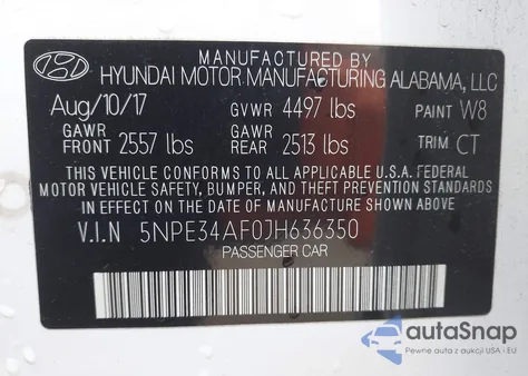 2018 Hyundai Sonata Sel из США, поврежденный, VIN 5NPE34AF0JH636350